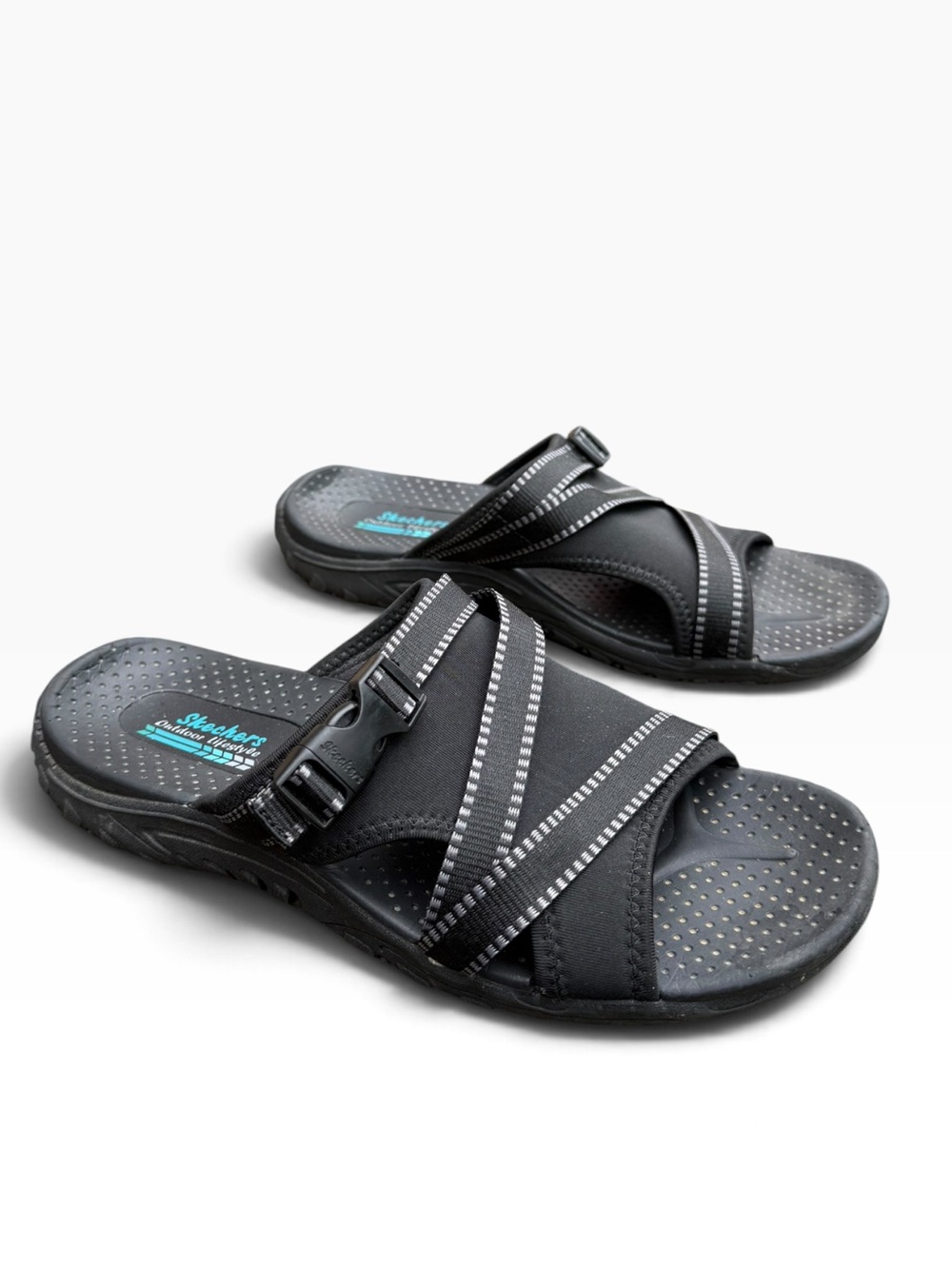 Skechers Women's Reggae Slide Sandals Black Size 9